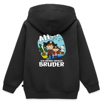 Großer Bruder Piraten Geschwister Nachwuchs Idee - Kinder Premium Organic Zip Hoodie - Schwarz - Hinten - AI Model Kid Male (0cm)