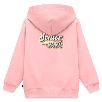 Retraité senior 2023 2023 - Sweat Premium à capuche zippé enfant bio - rose - Dos - AI Model Kid Female (0cm)