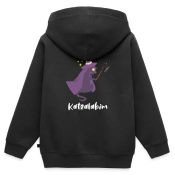Baguette de sorcière de chat Katzalabim Sorcières d’Halloween - Sweat Premium à capuche zippé enfant bio - noir - Dos - AI Model Kid Male (0cm)