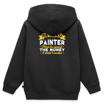 Peintre à la retraite, cadeau à la retraite - Sweat Premium à capuche zippé enfant bio - noir - Dos - AI Model Kid Male (0cm)