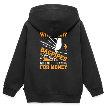 Cornemuses Musicien écossais Bagpipers - Sweat Premium à capuche zippé enfant bio - noir - Dos - AI Model Kid Male (0cm)