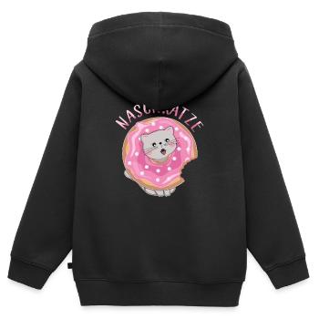 Nascher Leckermaul Schleckermaul Naschkatze - Kinder Premium Organic Zip Hoodie - Schwarz - Hinten - AI Model Kid Male (0cm)