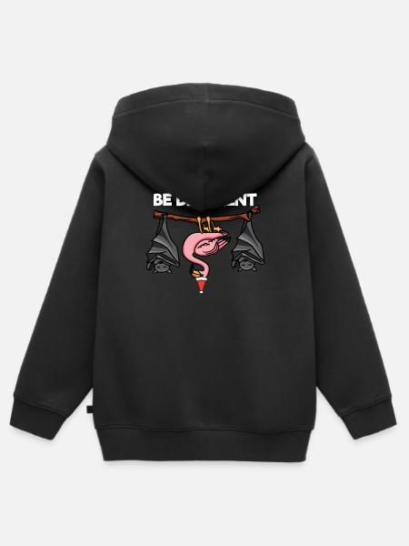 Be Different Flamingo Fledermaus Weihnachtsmann - Premium børne zip-hættetrøje økologisk - sort