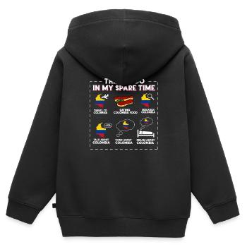 Colombie - Sweat Premium à capuche zippé enfant bio - noir - Dos - AI Model Kid Male (0cm)