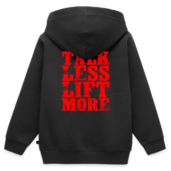 Parler moins Soulever plus 12 - Sweat Premium à capuche zippé enfant bio - noir - Dos - AI Model Kid Male (0cm)