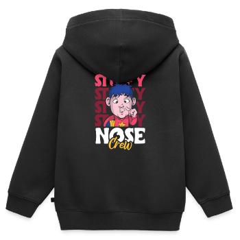 Cadeau de chemise ras du cou nez bouché - Sweat Premium à capuche zippé enfant bio - noir - Dos - AI Model Kid Male (0cm)