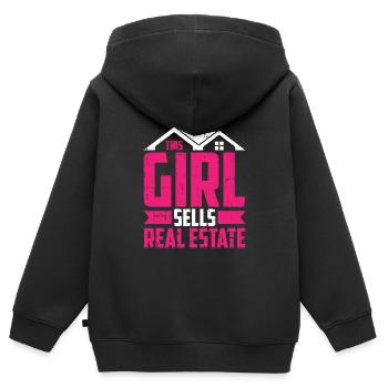 Immobilienmakler Mädchen - Kinder Premium Organic Zip Hoodie - Schwarz - Hinten - AI Model Kid Male (0cm)