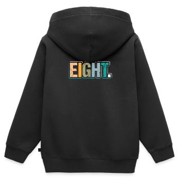 8e anniversaire Enfants Huit ans - Sweat Premium à capuche zippé enfant bio - noir - Dos - AI Model Kid Male (0cm)