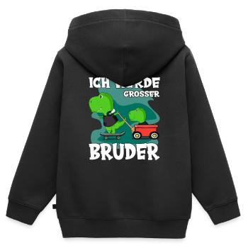 Ich Werde Großer Bruder Dino Geschwisterkind - Kinder Premium Organic Zip Hoodie - Schwarz - Hinten - AI Model Kid Male (0cm)