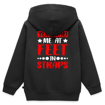 Tu m’avais aux pieds dans les sangles 10 - Sweat Premium à capuche zippé enfant bio - noir - Dos - AI Model Kid Male (0cm)