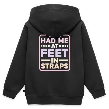 Tu m’avais aux pieds dans les sangles 9 - Sweat Premium à capuche zippé enfant bio - noir - Dos - AI Model Kid Male (0cm)