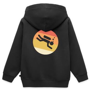 Plongeur vintage - Sweat Premium à capuche zippé enfant bio - noir - Dos - AI Model Kid Male (0cm)