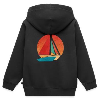 Retro Catamaran - Kids Premium Organic Zip-up Hoodie - black - Back - AI Model Kid Male (0cm)