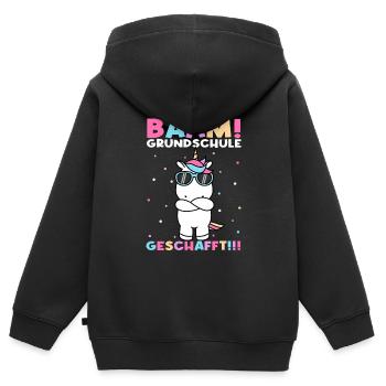 BÄÄM Grundschule Geschafft - Abschluss Geschenk Sc - Kinder Premium Organic Zip Hoodie - Schwarz - Hinten - AI Model Kid Male (0cm)
