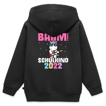 BÄÄM SCHULKIND 2022- Schulkind Schulanfang Grundsc - Kinder Premium Organic Zip Hoodie - Schwarz - Hinten - AI Model Kid Male (0cm)