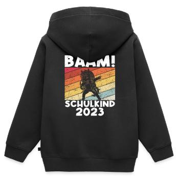 BÄÄM SCHULKIND 2023- Schulkind Schulanfang Grundsc - Kinder Premium Organic Zip Hoodie - Schwarz - Hinten - AI Model Kid Male (0cm)