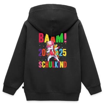 BÄÄM SCHULKIND 2025- Schulkind Schulanfang Grundsc - Kinder Premium Organic Zip Hoodie - Schwarz - Hinten - AI Model Kid Male (0cm)