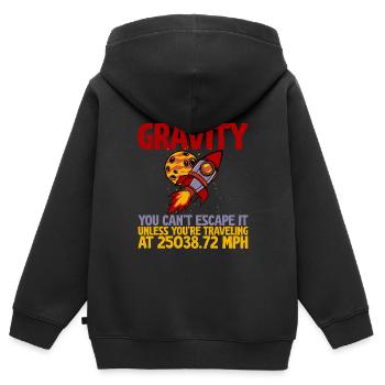 La gravité, vous ne pouvez pas y échapper 2 - Sweat Premium à capuche zippé enfant bio - noir - Dos - AI Model Kid Male (0cm)