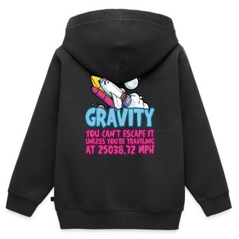 La gravité, vous ne pouvez pas y échapper 4 - Sweat Premium à capuche zippé enfant bio - noir - Dos - AI Model Kid Male (0cm)