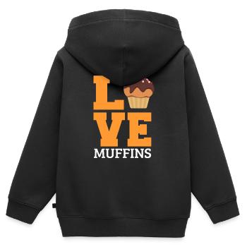 Muffin - Kinder Premium Organic Zip Hoodie - Schwarz - Hinten - AI Model Kid Male (0cm)
