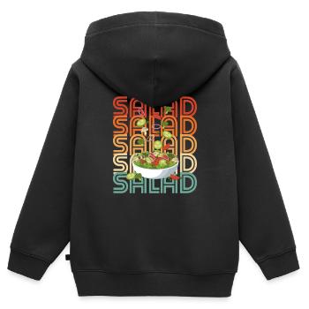 Salade rétro - Sweat Premium à capuche zippé enfant bio - noir - Dos - AI Model Kid Male (0cm)