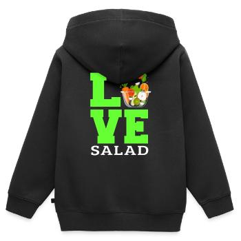 Salade d’amour - Sweat Premium à capuche zippé enfant bio - noir - Dos - AI Model Kid Male (0cm)