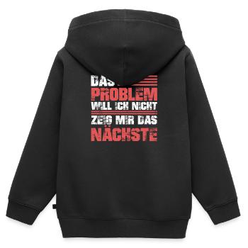 Schwarzer Humor Ironie - Kinder Premium Organic Zip Hoodie - Schwarz - Hinten - AI Model Kid Male (0cm)