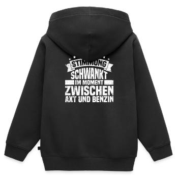 Schwarzer Humor Ironie - Kinder Premium Organic Zip Hoodie - Schwarz - Hinten - AI Model Kid Male (0cm)