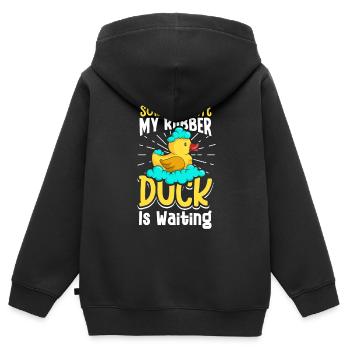 Gummiente Gummienten Entenliebhaber Badezimmer - Kinder Premium Organic Zip Hoodie - Schwarz - Hinten - AI Model Kid Male (0cm)