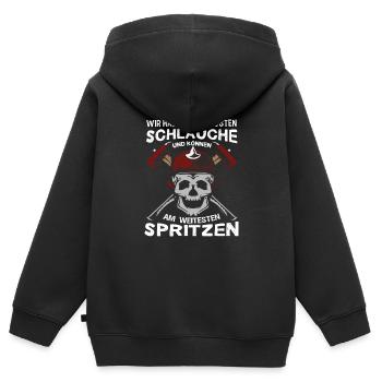 Lustiger Feuerwehrmann Spruch Für Papa Oder - Kinder Premium Organic Zip Hoodie - Schwarz - Hinten - AI Model Kid Male (0cm)