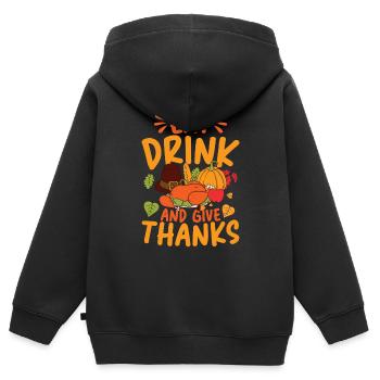 Eat Drink Give Thanks Danken für die Familie - Kinder Premium Organic Zip Hoodie - Schwarz - Hinten - AI Model Kid Male (0cm)