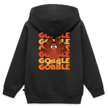 Lustiger Gooble Truthahn - Kinder Premium Organic Zip Hoodie - Schwarz - Hinten - AI Model Kid Male (0cm)