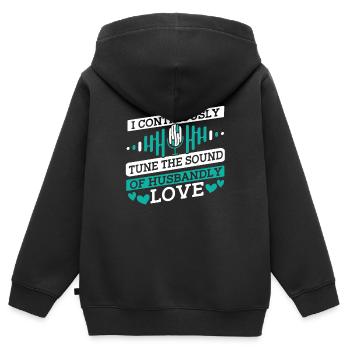 Ingénieur du son Ingénieur du son mari - Sweat Premium à capuche zippé enfant bio - noir - Dos - AI Model Kid Male (0cm)