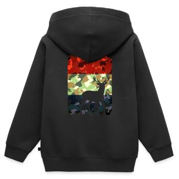 Jäger Mann Humor Französisch Hirschjäger - Kinder Premium Organic Zip Hoodie - Schwarz - Hinten - AI Model Kid Male (0cm)