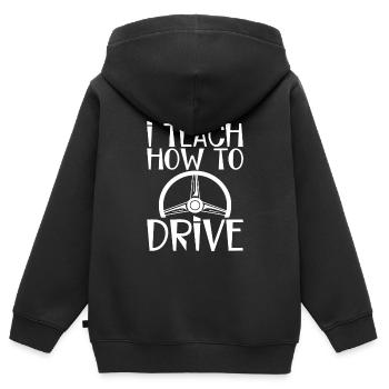 J’enseigne comment conduire - Sweat Premium à capuche zippé enfant bio - noir - Dos - AI Model Kid Male (0cm)