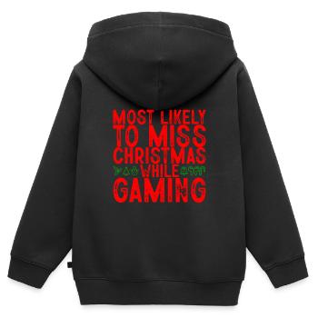 Most Likely To Miss Christmas While Gaming 2 - Kids Premium Organic Zip-up Hoodie - black - Back - AI Model Kid Male (0cm)