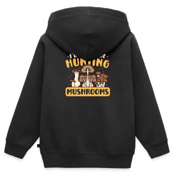 Morels Mushroom Picker Mushroom Farmer Mushroom - Sweat Premium à capuche zippé enfant bio - noir - Dos - AI Model Kid Male (0cm)