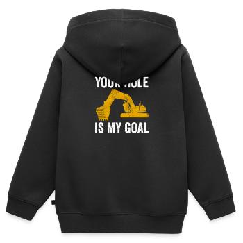Bagger Bauarbeiter Baggerfahrer Baumaschine Job - Kinder Premium Organic Zip Hoodie - Schwarz - Hinten - AI Model Kid Male (0cm)