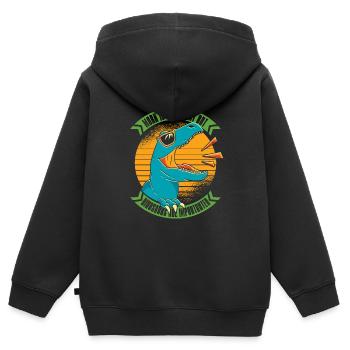 Dinosaur Adult dinosaur - Kids Premium Organic Zip-up Hoodie - black - Back - AI Model Kid Male (0cm)