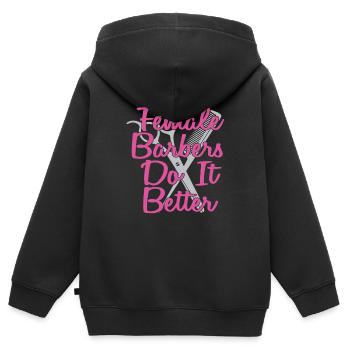 Coiffeur Coiffeur Coiffeur - Sweat Premium à capuche zippé enfant bio - noir - Dos - AI Model Kid Male (0cm)