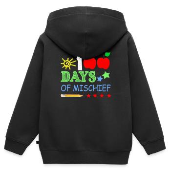 Crayon 100e jour de méfait 100 jours d’école - Sweat Premium à capuche zippé enfant bio - noir - Dos - AI Model Kid Male (0cm)