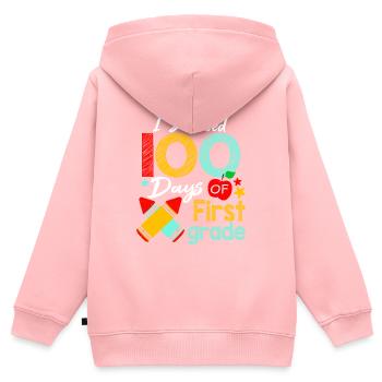 Farben überlebten 1. Klasse 100 Schultage - Kinder Premium Organic Zip Hoodie - Rosa - Hinten - AI Model Kid Female (0cm)