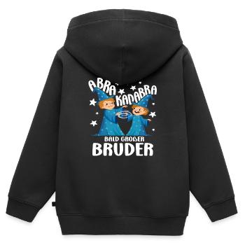 Bald Großer Bruder Dino Geschwisterkind Nachwuchs - Kinder Premium Organic Zip Hoodie - Schwarz - Hinten - AI Model Kid Male (0cm)