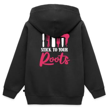 Coiffeur Coiffeur Coiffeur - Sweat Premium à capuche zippé enfant bio - noir - Dos - AI Model Kid Male (0cm)