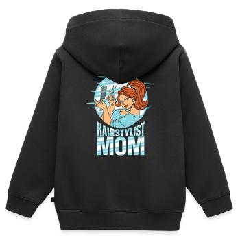Coiffeur Coiffeur Coiffeur - Sweat Premium à capuche zippé enfant bio - noir - Dos - AI Model Kid Male (0cm)