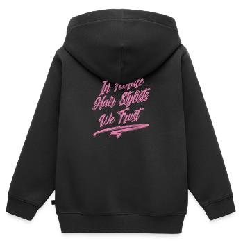 Coiffeur Coiffeur Coiffeur - Sweat Premium à capuche zippé enfant bio - noir - Dos - AI Model Kid Male (0cm)