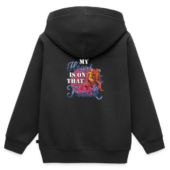 Mein Herz Ist Auf Dieser Strecke Läufer - Kinder Premium Organic Zip Hoodie - Schwarz - Hinten - AI Model Kid Male (0cm)