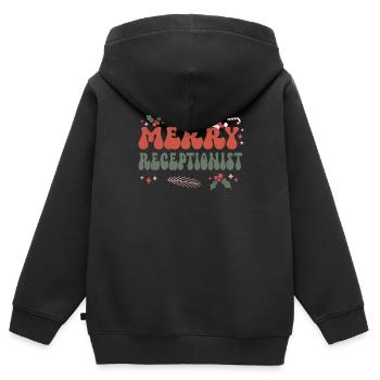 Réceptionniste Réception de Noël Réception Noël - Sweat Premium à capuche zippé enfant bio - noir - Dos - AI Model Kid Male (0cm)