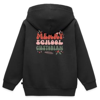 Gardien d’école Concierge de Noël Concierge de Noël - Sweat Premium à capuche zippé enfant bio - noir - Dos - AI Model Kid Male (0cm)