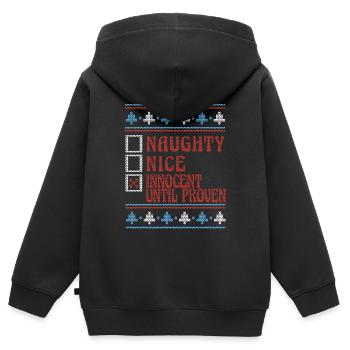 Nice Or Naughty Innocent Until Proven Ugly - Kinder Premium Organic Zip Hoodie - Schwarz - Hinten - AI Model Kid Male (0cm)